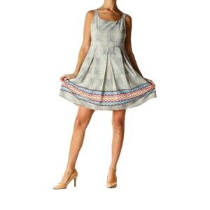 Freeway Womens Sundress White Geometric Boho Dress Small NWT